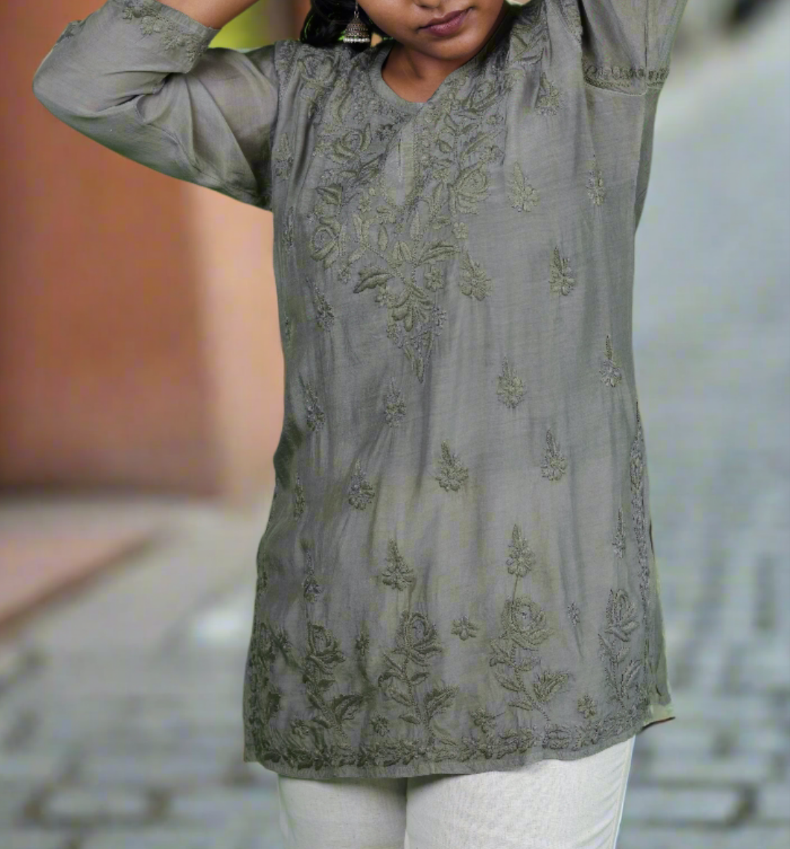 Muslin Chikankari Women's Short Kurta