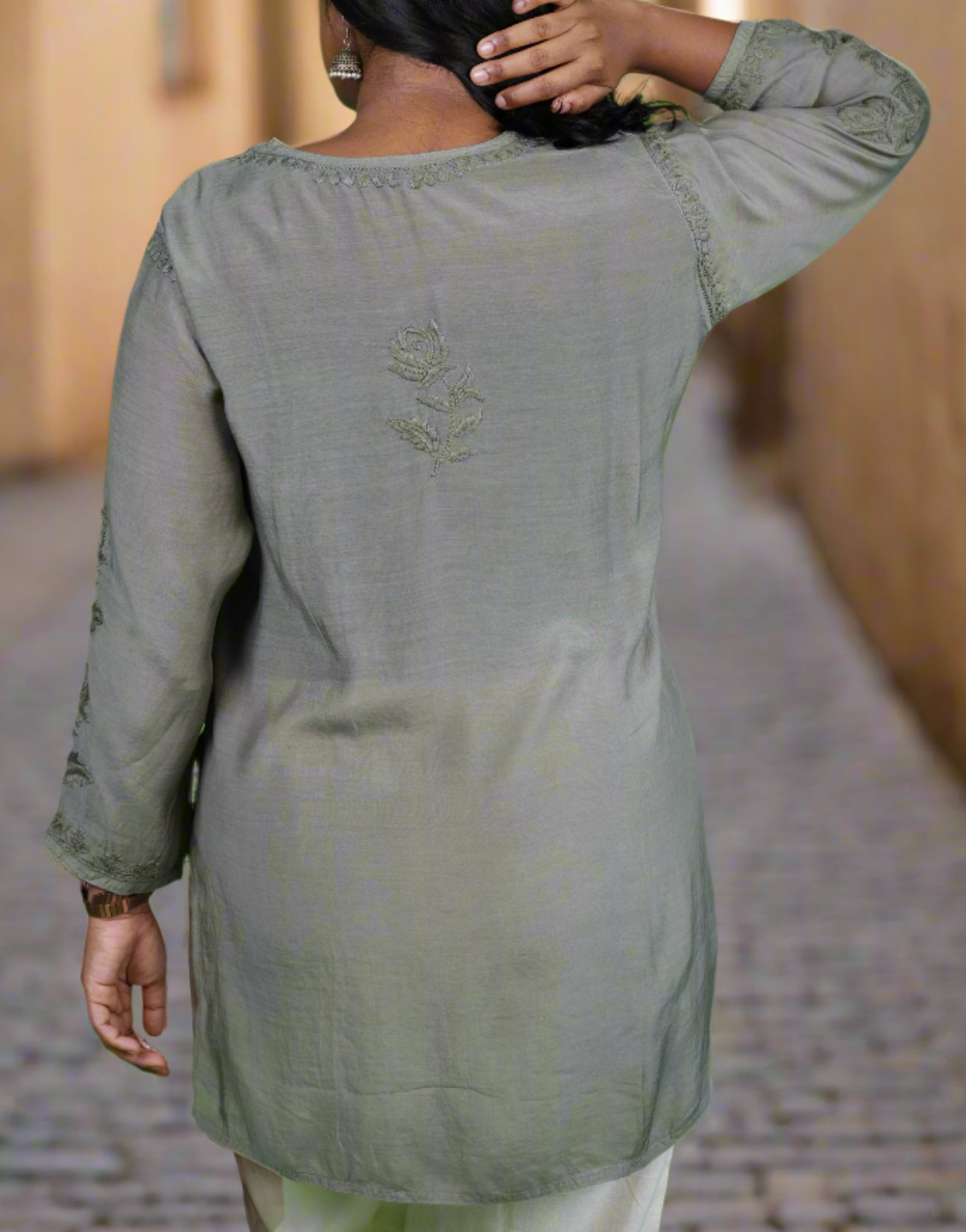 Muslin Chikankari Women's Short Kurta