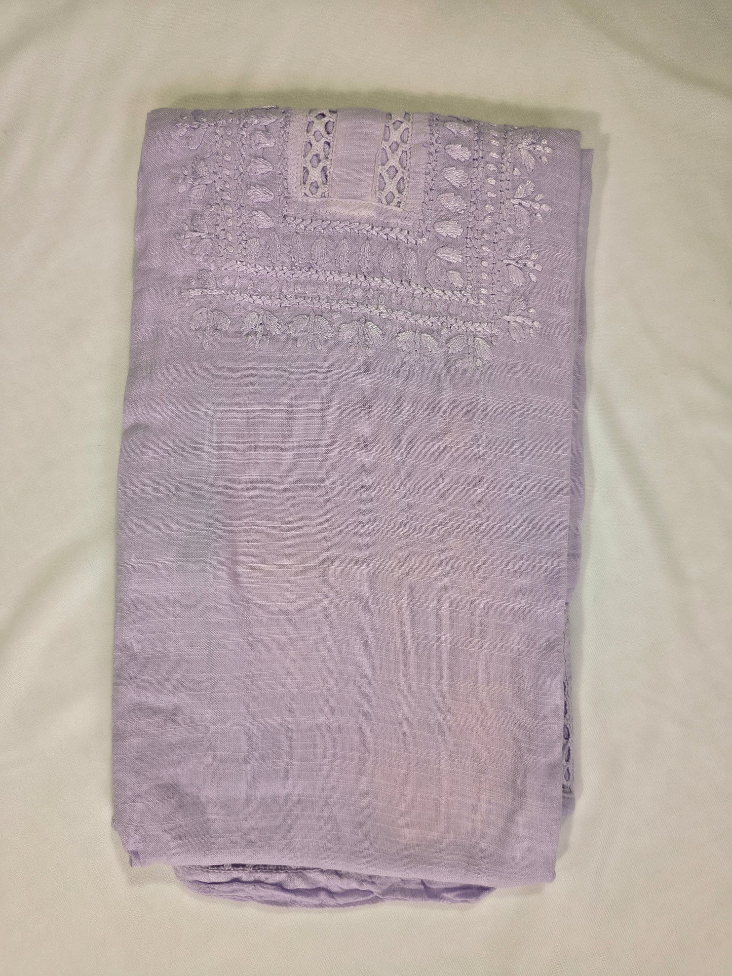 Linen Pastels Chikankari Laced Women's Long Kurta