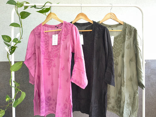 Muslin Chikankari Women's Short Kurta