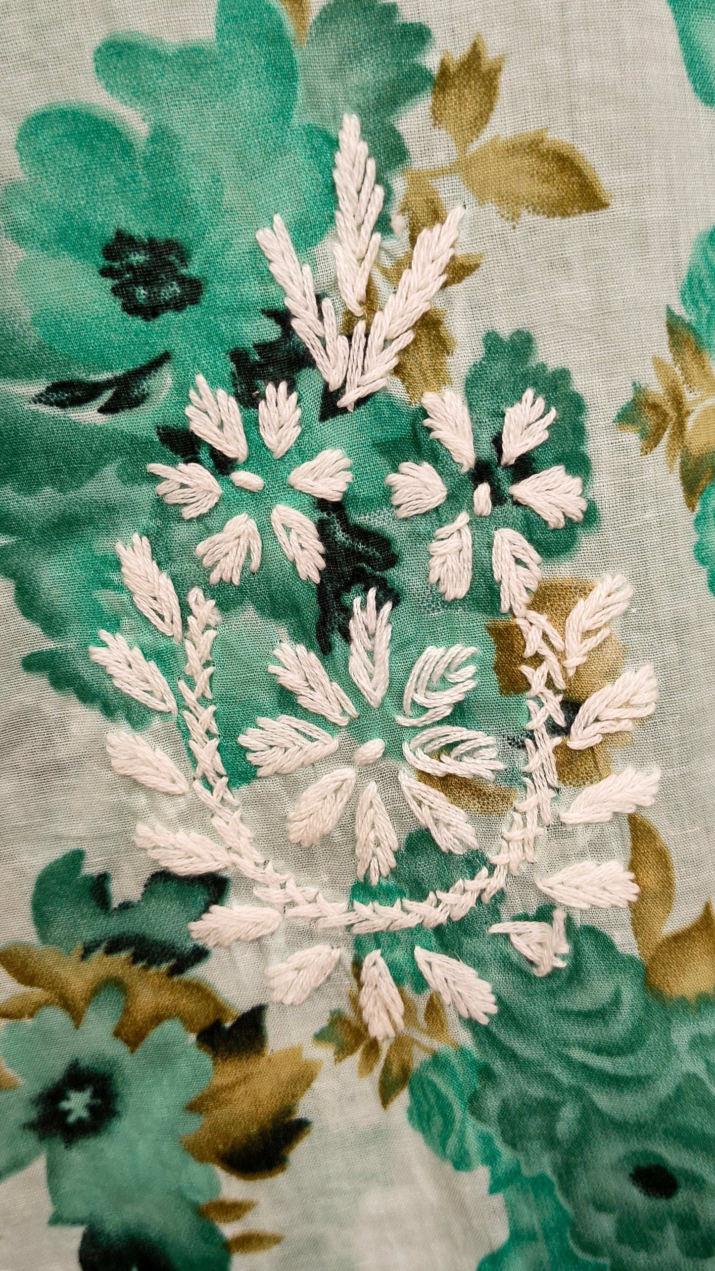 Mulmul Chikankari Printed Women's Long Kurta