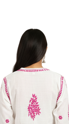 Cotton Chikankari Women's Long Kurta