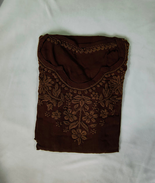 Rayon Chikankari Kashmiri Women's Long Kurta