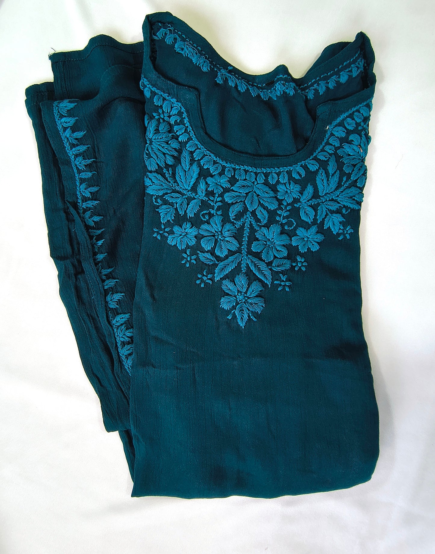 Rayon Chikankari Kashmiri Women's Long Kurta