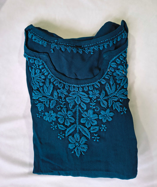 Rayon Chikankari Kashmiri Women's Long Kurta