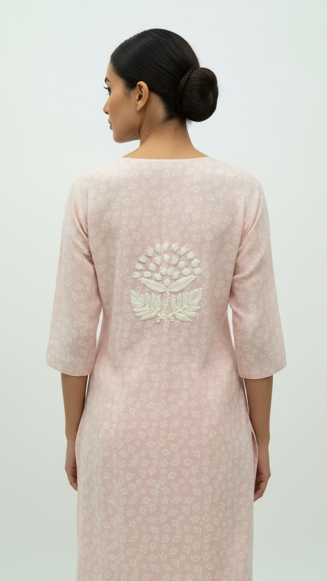 Rayon Chikankari Printed Women's Long Kurta