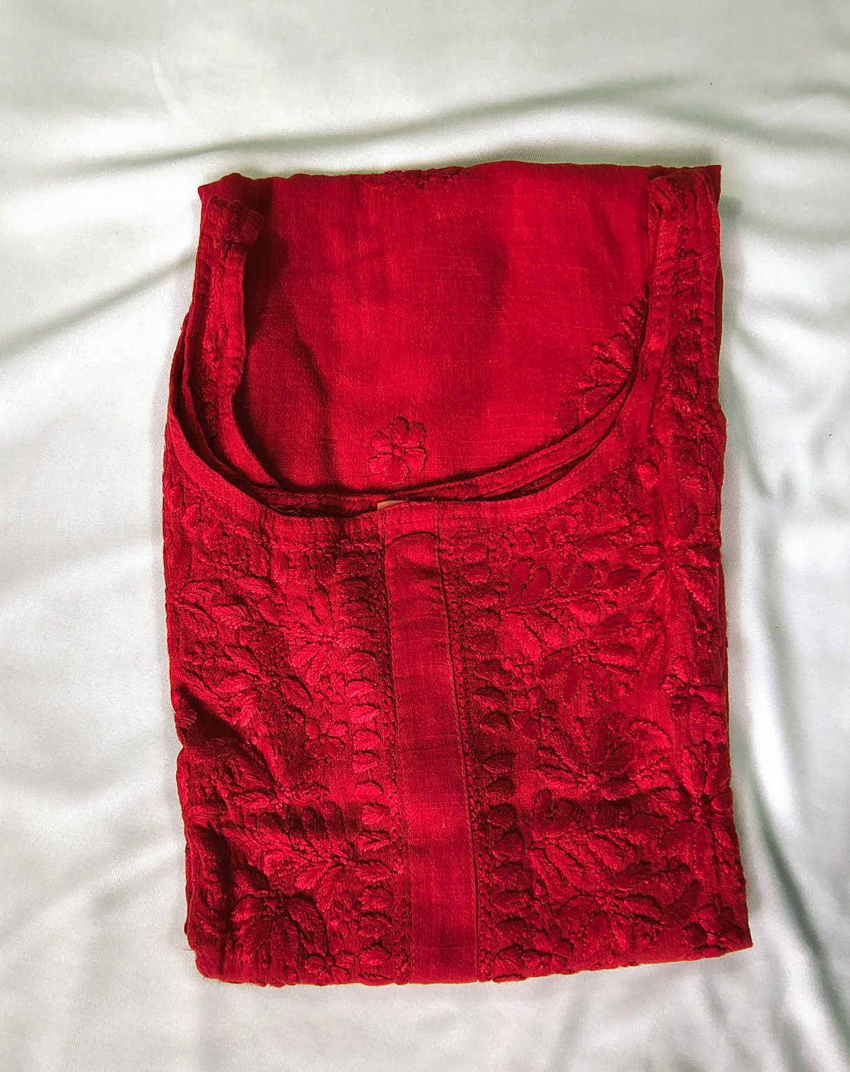 Linen Chikankari sleeveless Women's Long Kurta