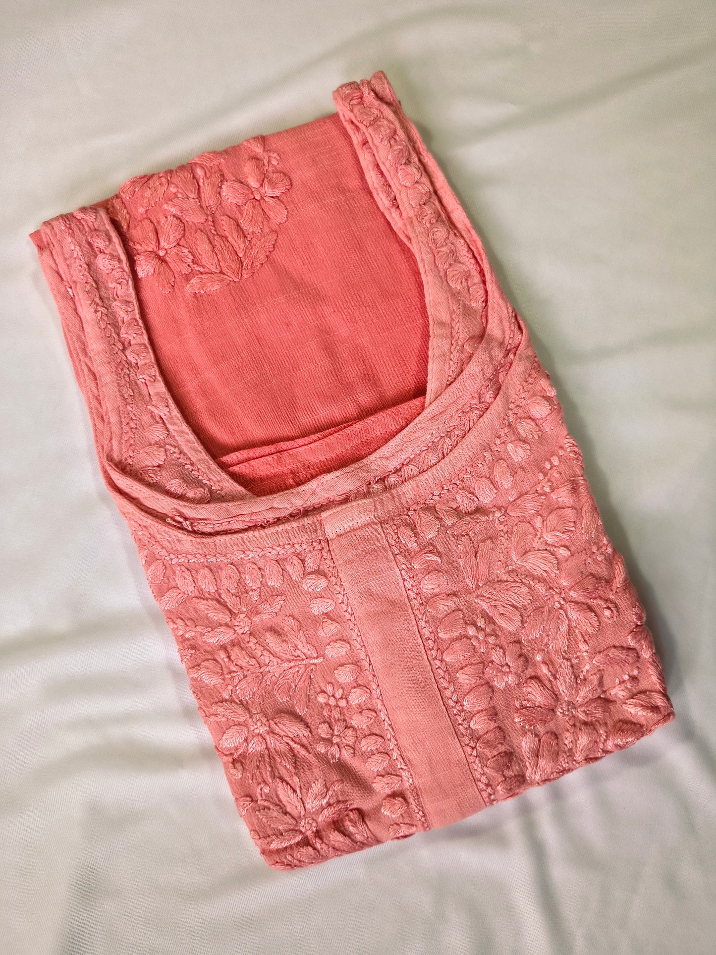 Linen Chikankari sleeveless Women's Long Kurta