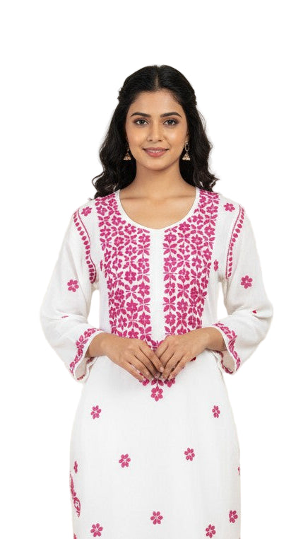 Cotton Chikankari Women's Long Kurta